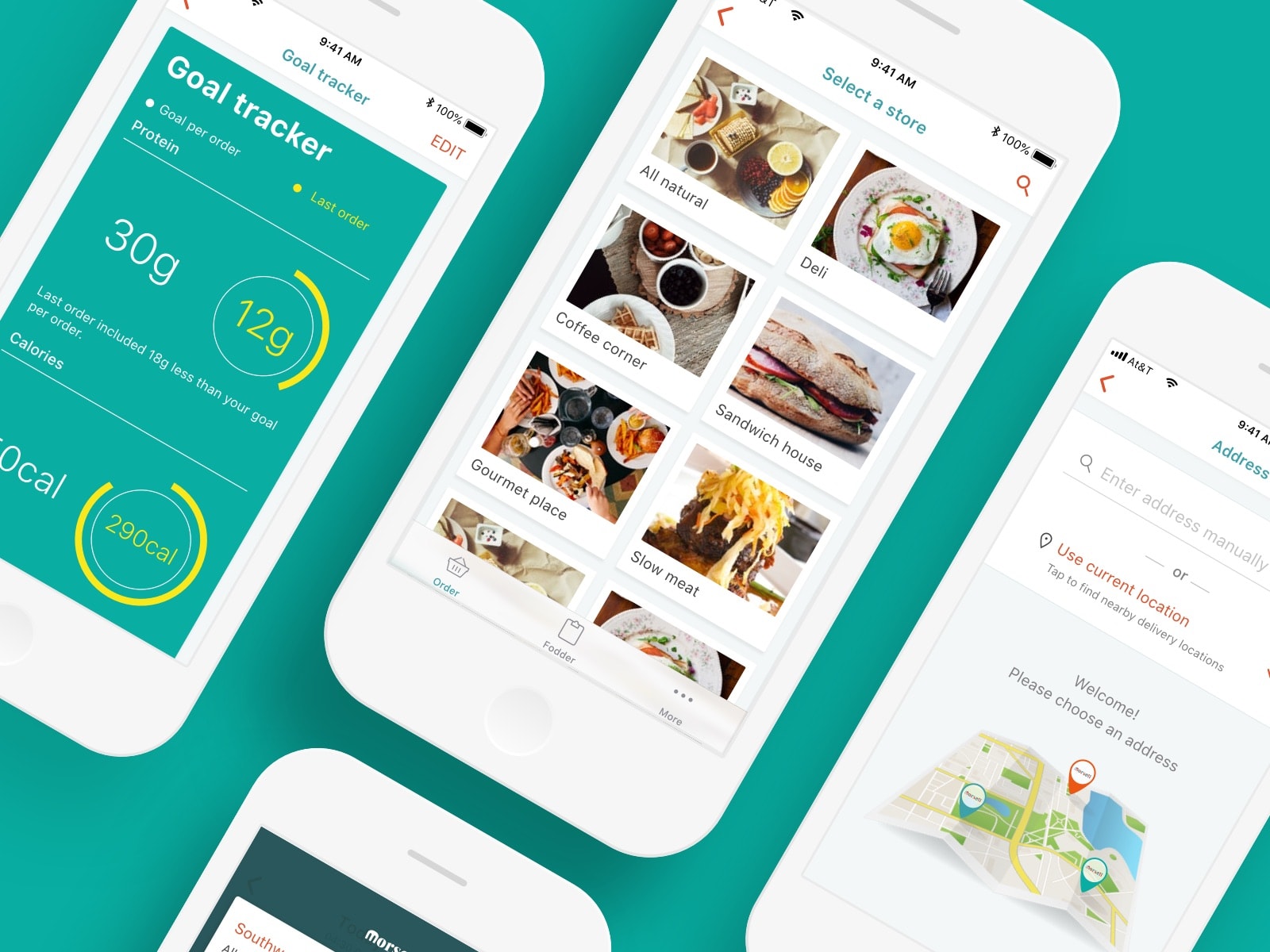 Food ordering app mockups
